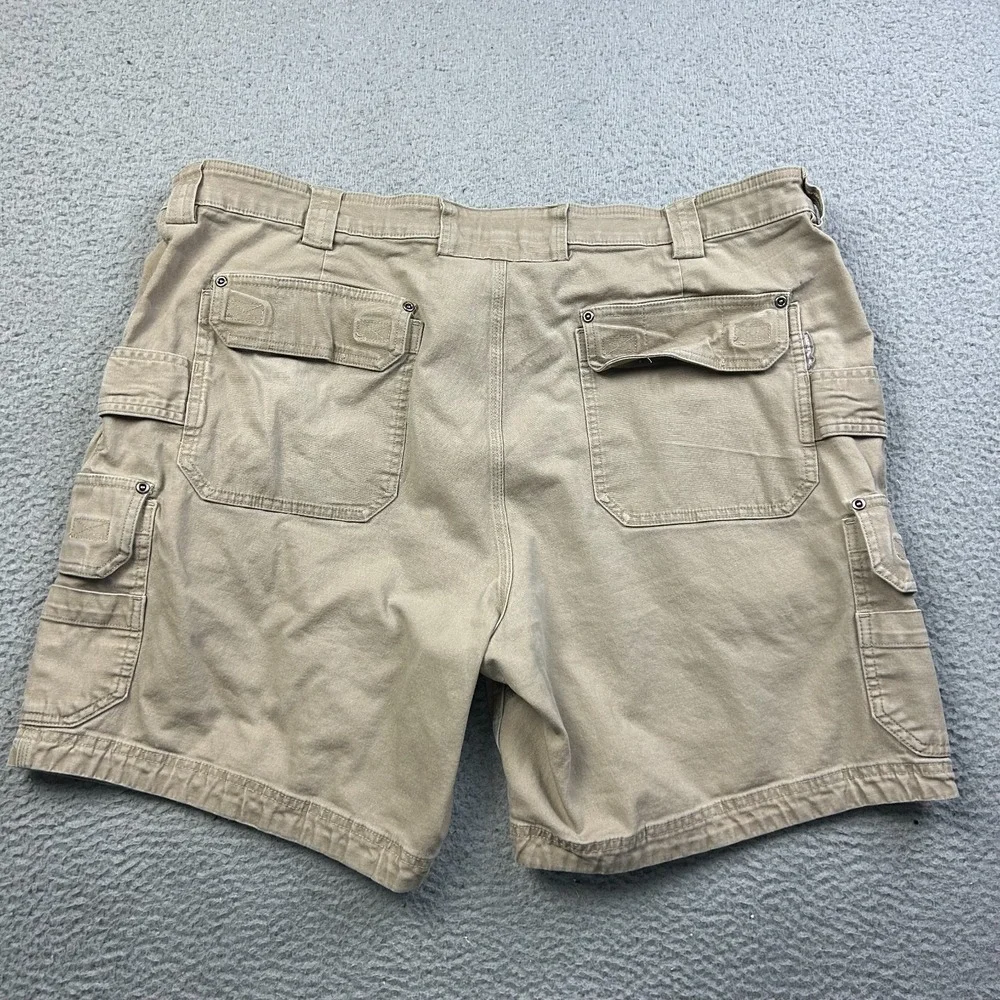 Duluth Trading Co Shorts Men Beige Flex Fire Hose Relaxed Fit Canvas Cargo 44